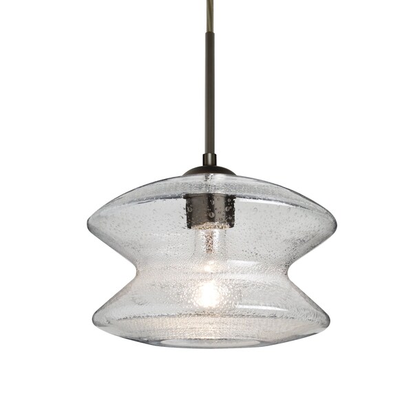 Besa Lighting Zen Cord Pendant, Clear Bubble, Bronze Finish, 1x60W Incandescent 1JT-ZENCL-BR - main